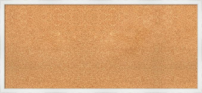 Amanti Art Natural Cork Board for Wall, 17x37 Vision Board with White Frame, Medium Corkboard Office Decor for Home Organization, Country Rustic Corkboard Pinboard to Display Items for Home-DeskLoop Office