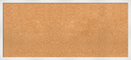 Amanti Art Natural Cork Board for Wall, 17x37 Vision Board with White Frame, Medium Corkboard Office Decor for Home Organization, Country Rustic Corkboard Pinboard to Display Items for Home-DeskLoop Office