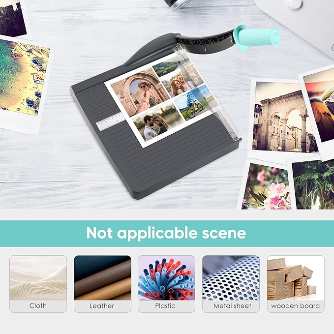 Paper Cutter, A4 Paper Trimmer with Safety Guard, 12" Cut Length Paper Cutting Board, Guillotine Trimmer with 16 Sheets Capacity, Paper Slicer for Scrapbooking Craft, Coupon, Label, Cardstock-DeskLoop Office