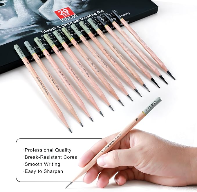 KALOUR 29 Pro Sketching Drawing Pencils Set - Image 4
