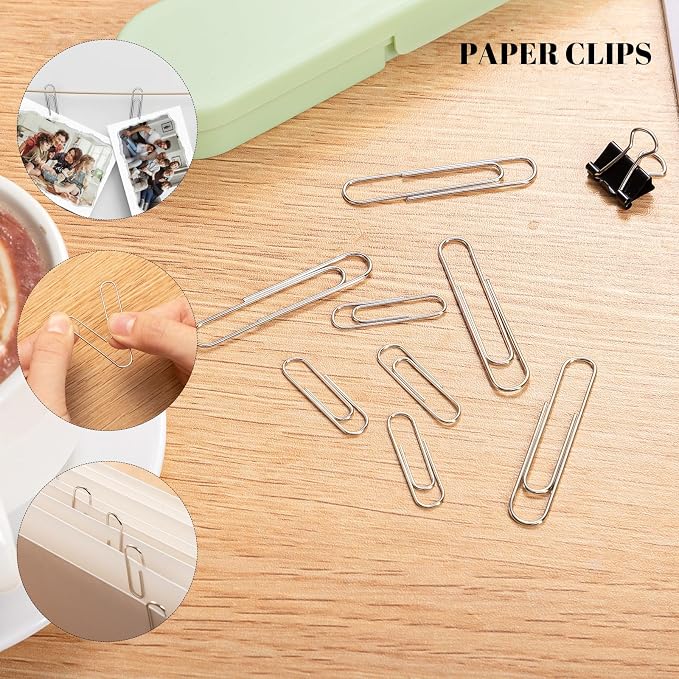 350 Pcs Paper Clips Assorted Sizes, Paperclips and Binderclips Office Supplies - Image 4