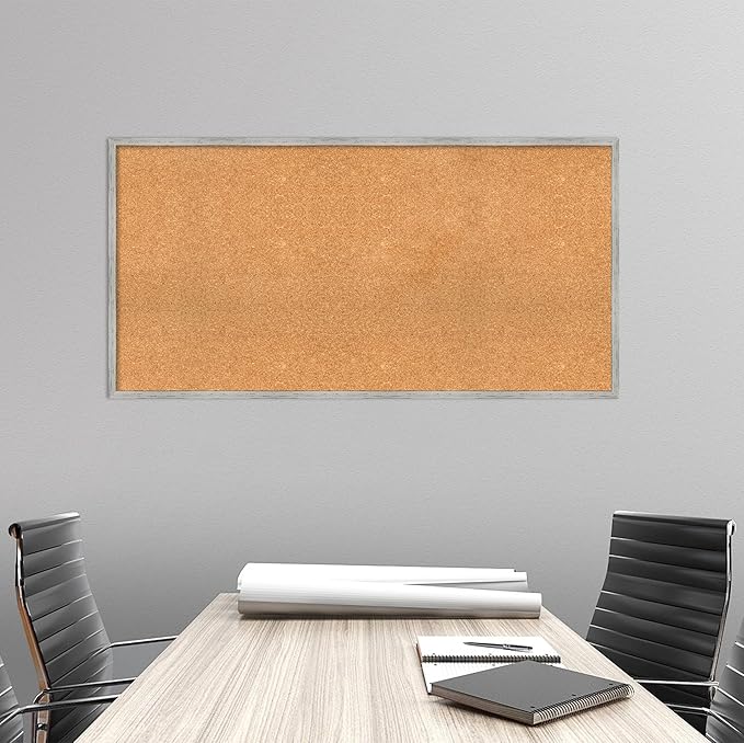Amanti Art Natural Cork Board for Wall, 25x49 Vision Board with White Frame, Oversize Corkboard Office Decor for Home Organization, Cottage Corkboard Pinboard to Display Items for Home Organization-DeskLoop Office