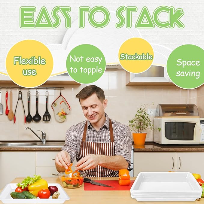 12 Pack Plastic Art Trays, Activity Crafts Tray, Stackable Serving Tray - Image 4