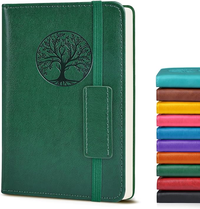 Biuwory A6 Leather Pocket Notebook, 140 Lined Pages Hardcover Small Journal | by Biuwory