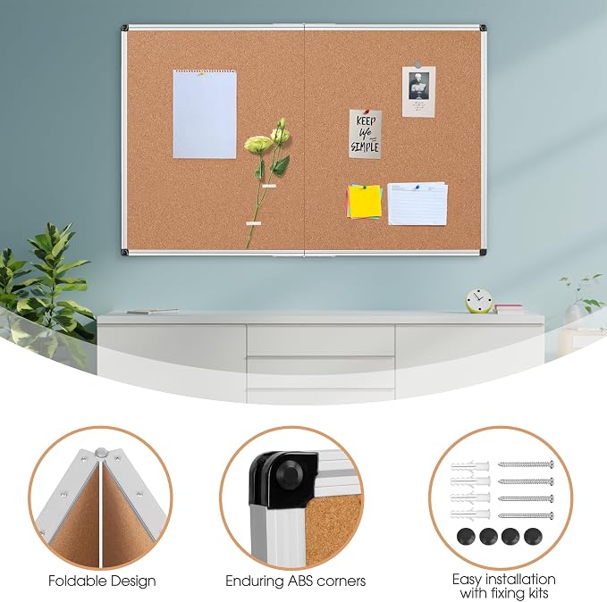 Extra Large Cork Bulletin Board 60" X 36", Foldable Notice Pin Board - Image 6