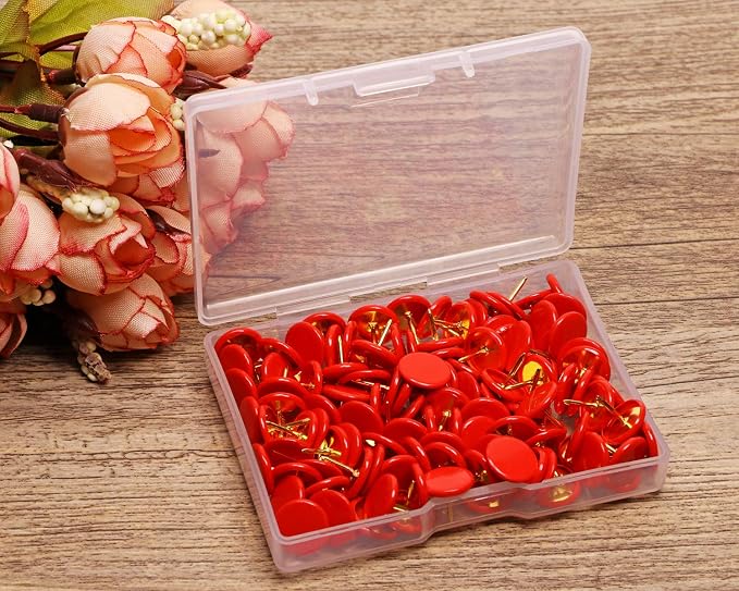 Tupalizy 120PCS Flat Plastic Round Head Map Thumb Tacks Push Pins - Image 5