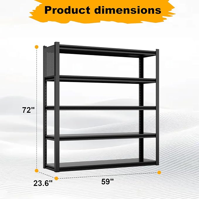 Storage Shelves with Pegboard, Metal Shelving Adjustable Shelves, Garage - Image 5