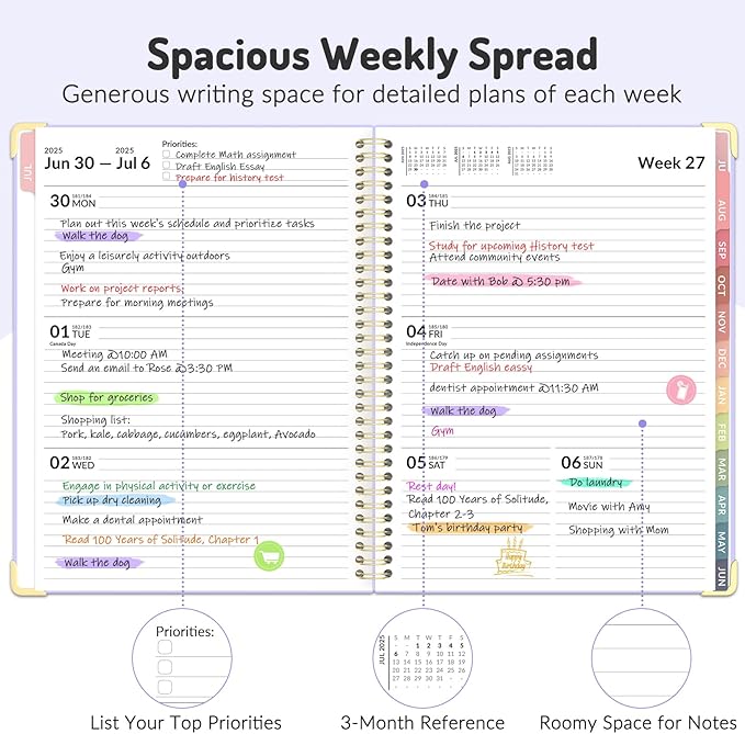 Jul 2025 - Dec 2026 Planner, Forvencer Academic Planner 2025-2026, 18 Month Daily Planner, 8.5" x 11", Weekly & Monthly Agenda Book, Hardcover Calendar Book, School Supplies for Student Teacher, Marble