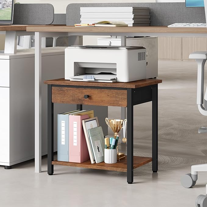 Gewudraw Printer Stand with Storage Drawer, 2-Tier Under Desk Printer Table - Image 3