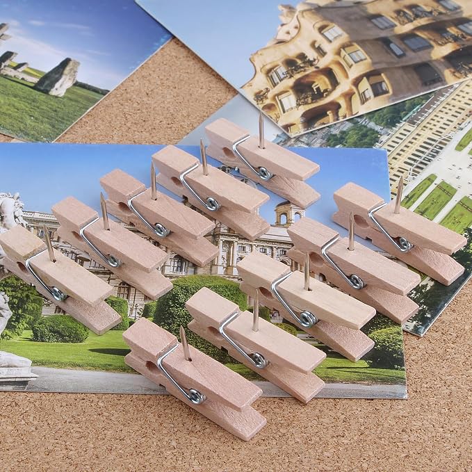 Wooden Push Pin Clips 50 Pcs, Pin Clips Creative Paper Clips - Image 6