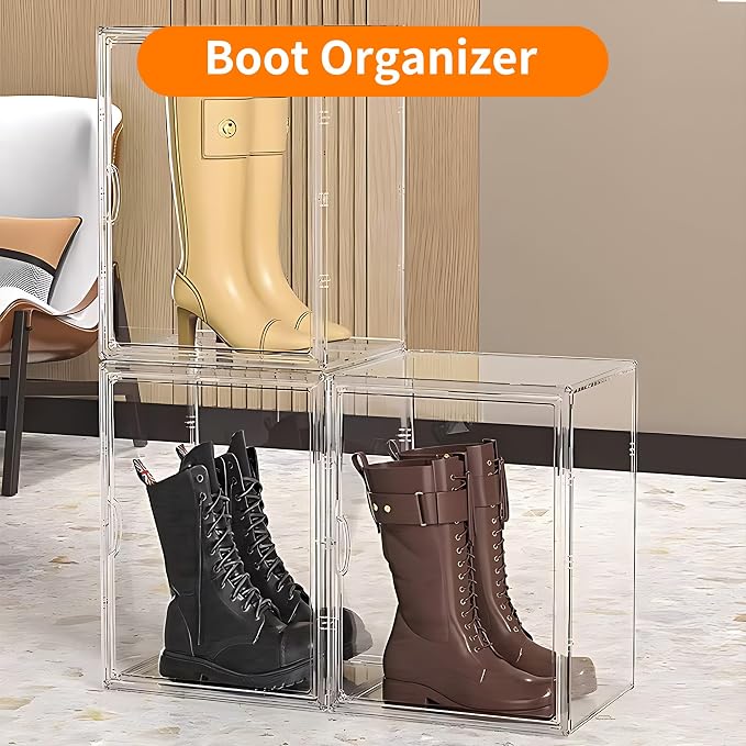 3 Pack Clear Acrylic Sneaker Shoe Display Case, Shoe Storage Boxes Stackable - Image 6