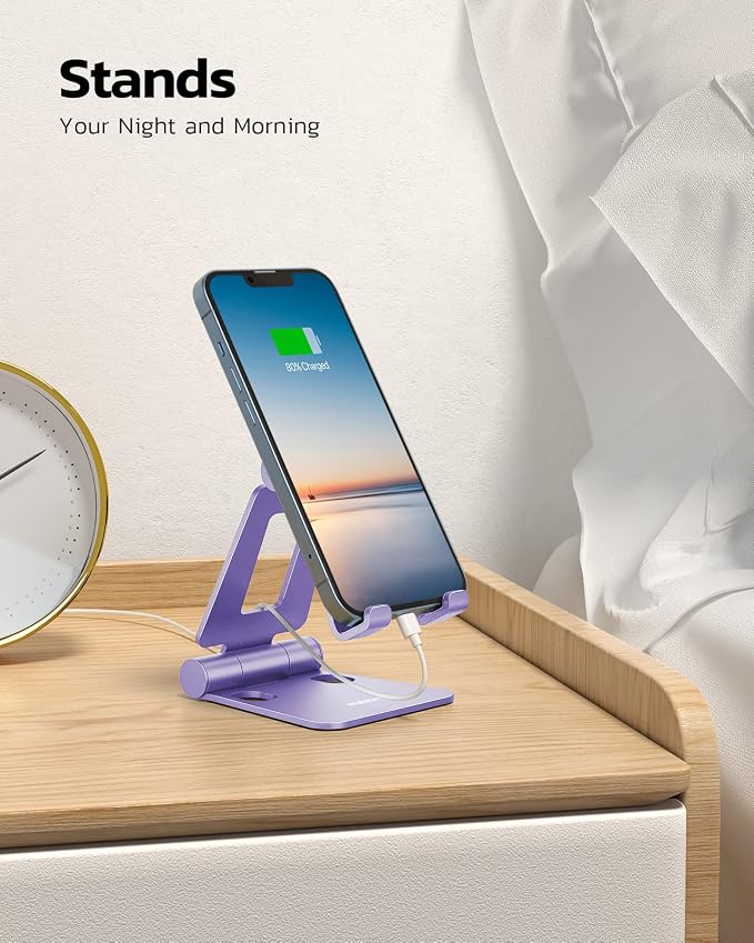 Nulaxy Dual Folding Cell Phone Stand, Fully Adjustable Foldable Desktop Phone - Image 3
