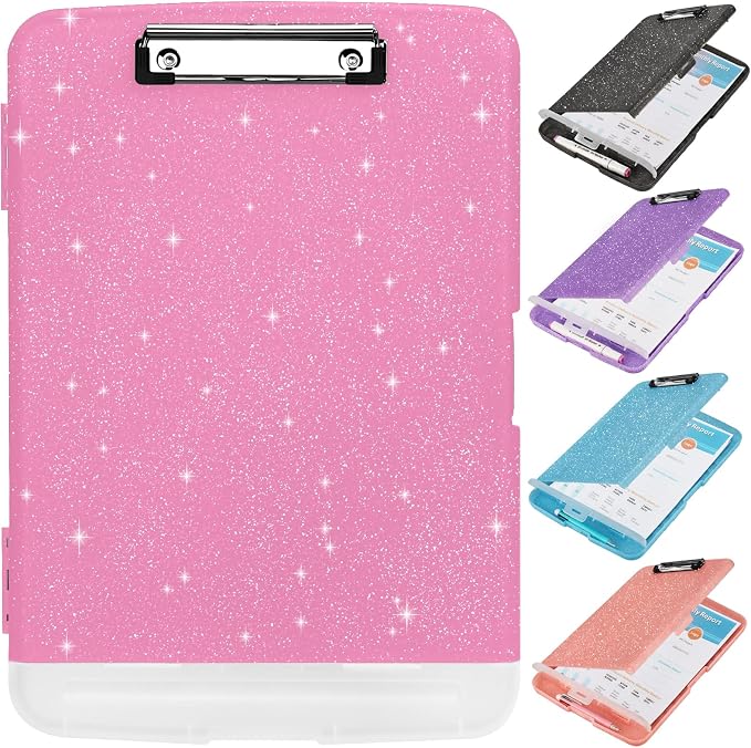 Glitter Clipboard with Storage, Storage Clipboard with Pen Holder, A4 Binder by SFLHHDM