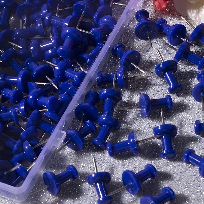 VAPKER Push Pins Tacks 120Pcs Solid Blue Thumb Tacks Larger Size Pin Map Tacks - Image 4