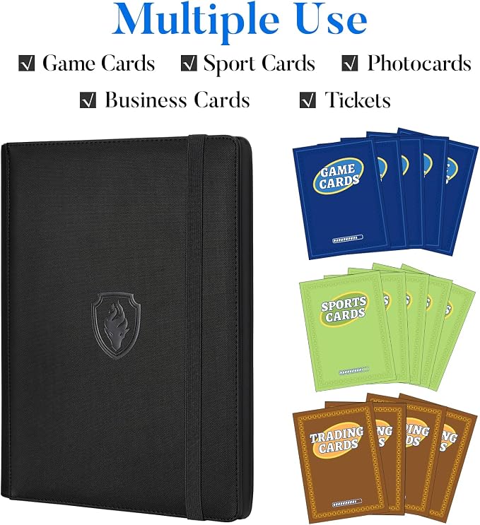 Premium 9 Pocket Card Binder for 360 Cards, Fabmaker PU Cover Trading Card - Image 3