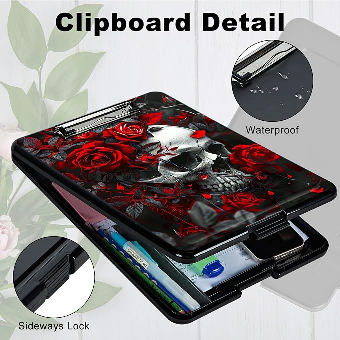 Red Rose Skull A4 Clipboard - Image 3