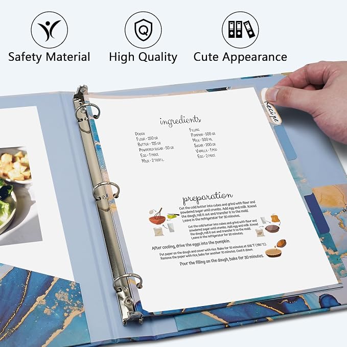 Cute 3 Ring Binder with Clipboard, 1 Inch Round Ring Organizer with 5 Tab - Image 3