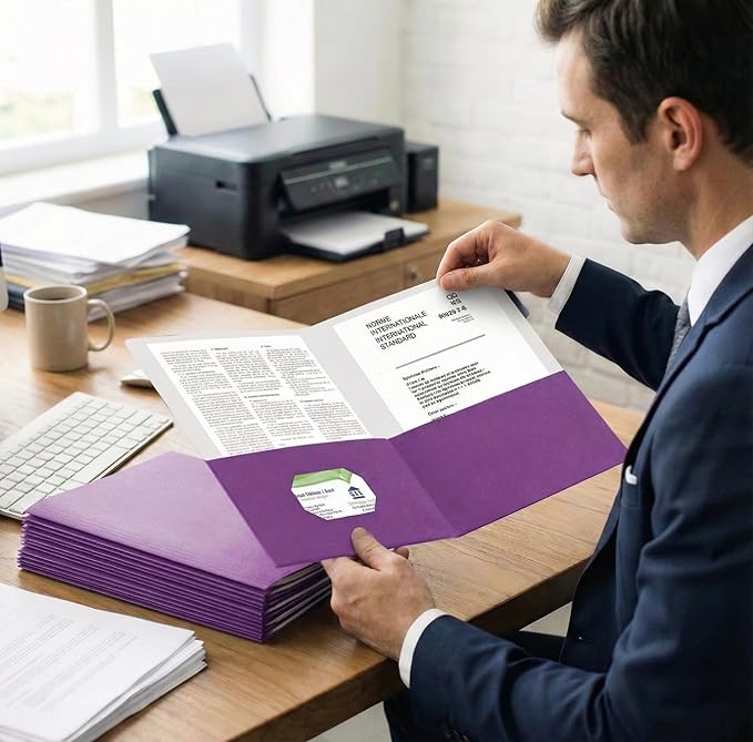 Zzrywuty 50 Packs Purple Paper Folders - Image 6