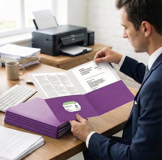 Zzrywuty 100 Packs Paper Purple Folders - Image 6