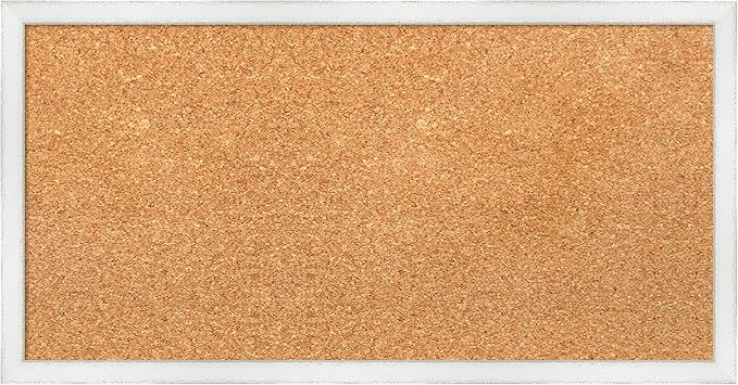 Amanti Art Natural Cork Board for Wall, 13x25 Vision Board with White Frame, Small Corkboard Office Decor for Home Organization, Country Rustic Corkboard Pinboard to Display Items for Home-DeskLoop Office