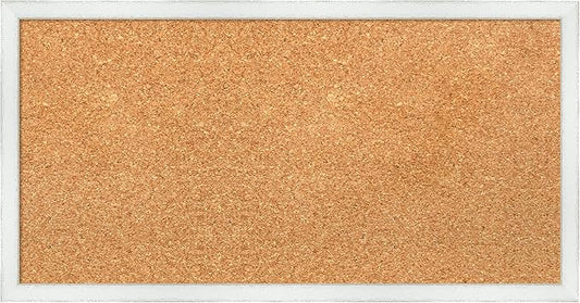 Amanti Art Natural Cork Board for Wall, 13x25 Vision Board with White Frame, Small Corkboard Office Decor for Home Organization, Country Rustic Corkboard Pinboard to Display Items for Home-DeskLoop Office