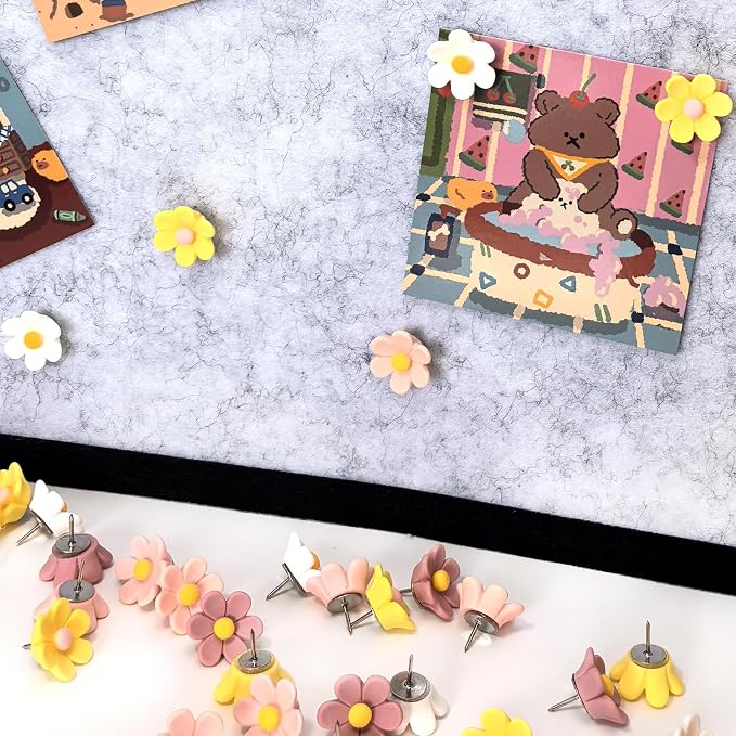 40PCS Flower Push Pins Cute Decorative Thumb Tacks - Image 8
