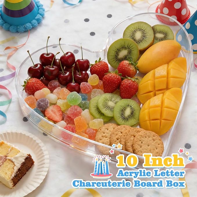 Ledido 10’’ Acrylic Letter Charcuterie Board Box, Reusable Fillable Serving Tray - Image 2
