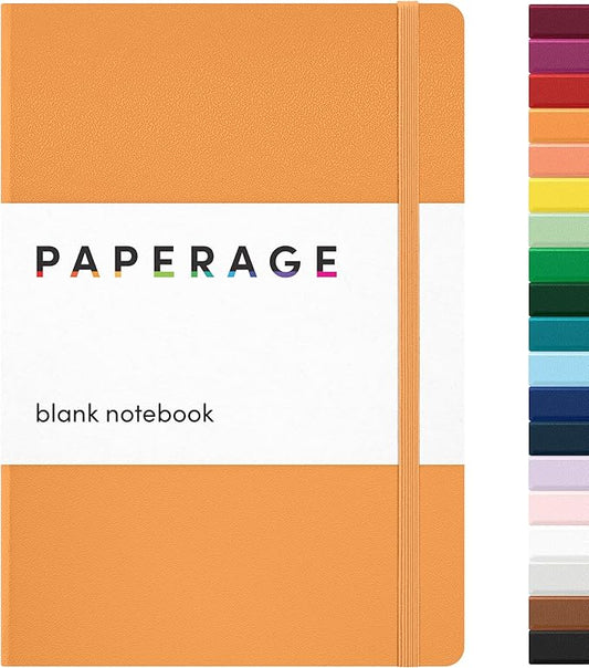 PAPERAGE Blank Journal Notebook, (Marigold), 160 Pages, Medium 5.6 in x 8 in - 100 GSM Thick Paper – Hardcover Journaling Notebook for Work, School, Note Taking or Sketching-DeskLoop Office