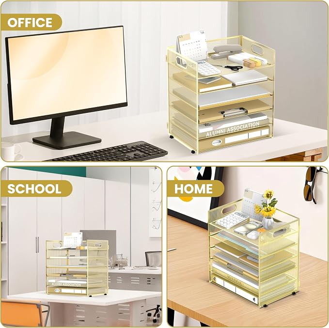 Daltack 6 Tier Paper Organizer for Desk, Paper Letter Tray Organizer for Desks - Image 6