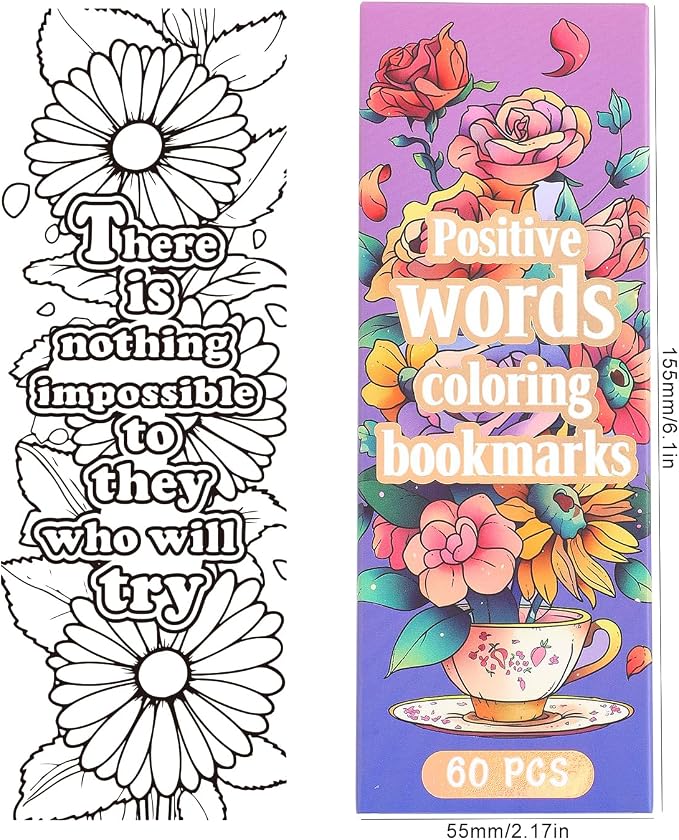 60 PCS Inspirational Quotes Coloring Bookmarks, DIY Coloring Book Markers - Image 6