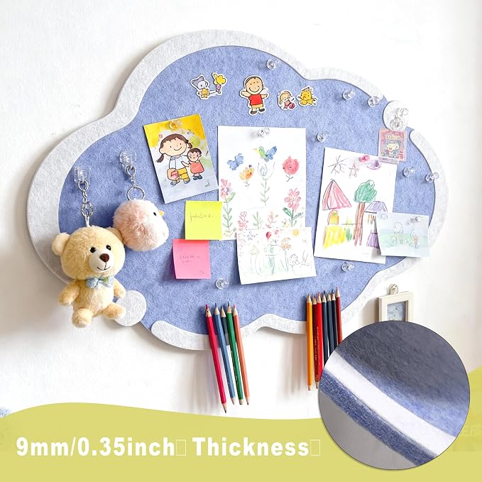 Cute Cloud Felt Board for Wall 24 x 16 Inch, Foldable Vision Board Kit - Image 5