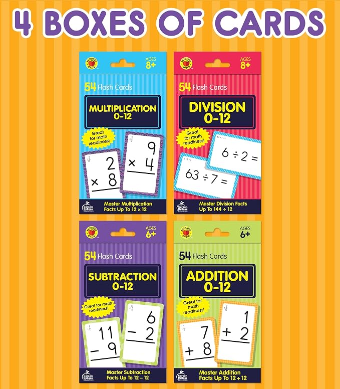 Carson Dellosa Addition, Subtraction, and Multiplication Flash Cards, 4 Sets of - Image 2