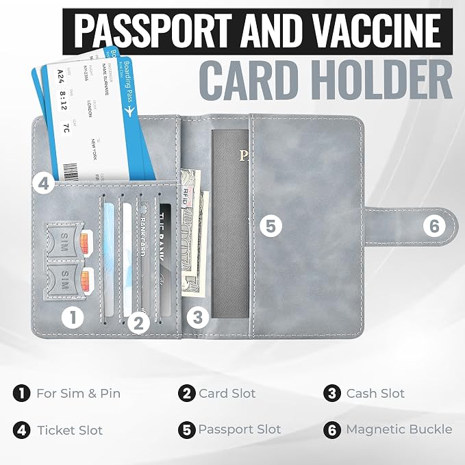 Passport Holder for Travel Essentials, Passport Wallet Cover Case for Travel - Image 5