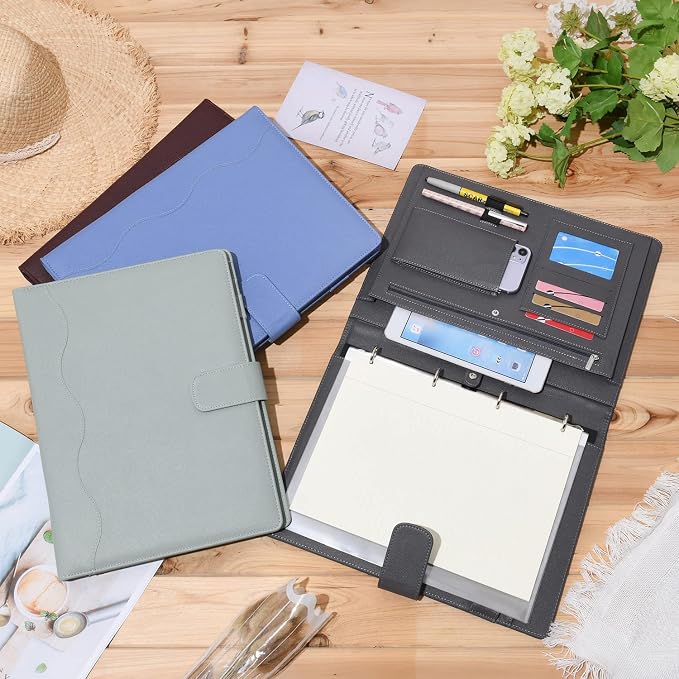 Wonderpool A4 PU Leather 3 & 4 Ring Holder Writing Portfolio Multi Document Case - Image 4