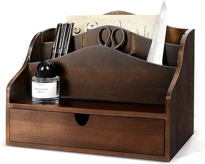 Rebee Vision Acacia Wood Mail Organizer by REBEEVISION