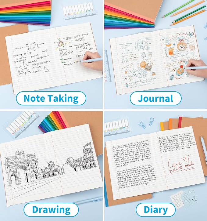 12 Pack Composition Notebook Journals Bulk, 7-1/2" x 9-3/4", Wide Ruled Paper - Image 8