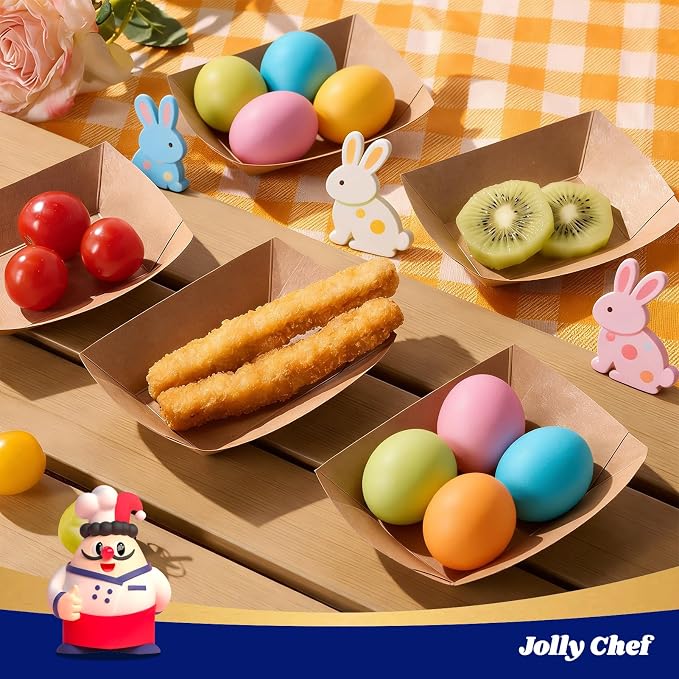 JOLLY CHEF 250 Pack 1/4 Lb Paper Food Trays, Mini Disposable Boat - Image 6