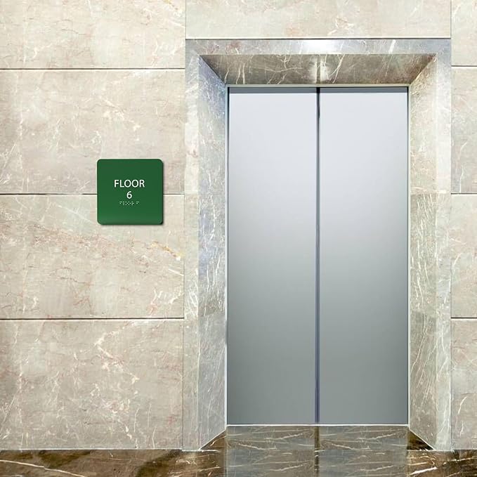 Khaki w/Black ADA Floor 6 Sign - Image 5