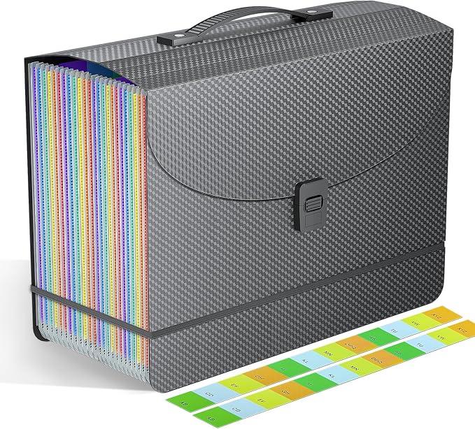 25 Pockets Expanding File Folders, Portable Accordian File Organizer, by Vanulee