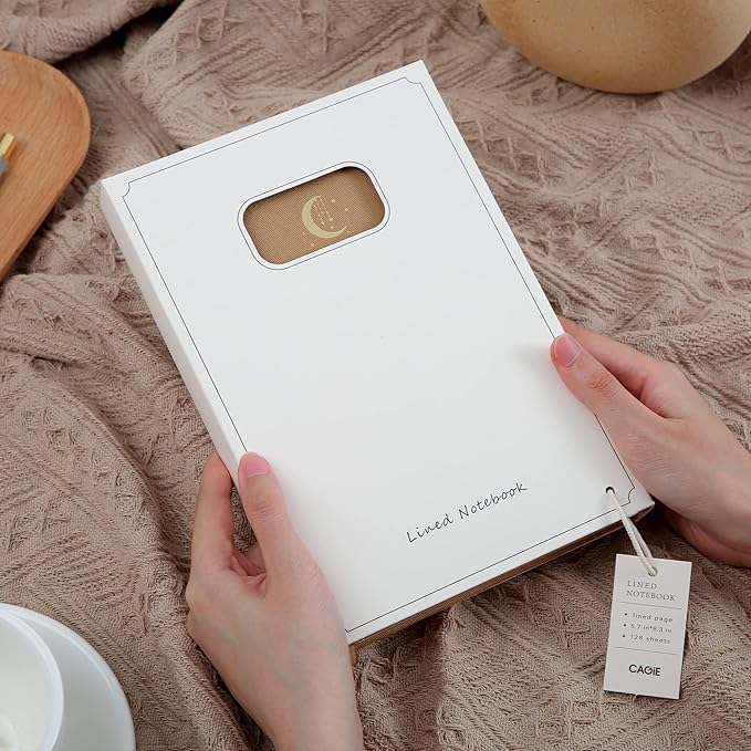 CAGIE Journal for Women Fabric Journal Notebook with 256 Pages 120 GSM Journals for Writing with Gift Box, 5.7x8.3 In, Brown-DeskLoop Office