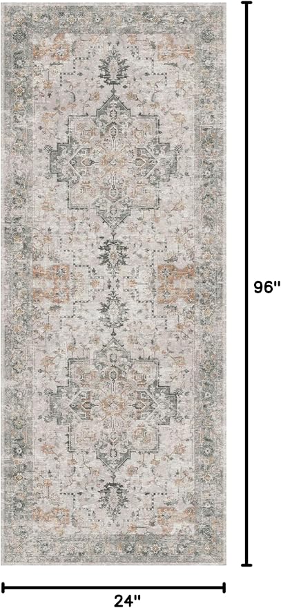 GENIMO Runner Rug 2x8 Non Slip Vintage Hallway Runner Rug, Low Pile Lightweight - Image 2