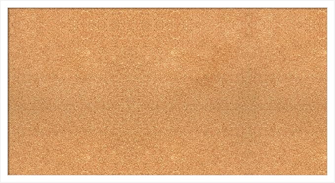 Amanti Art Natural Cork Board for Wall, 19x35 Vision Board with White Frame, Large Corkboard Office Decor for Home Organization, Modern Corkboard Pinboard to Display Items for Home Organization in-DeskLoop Office