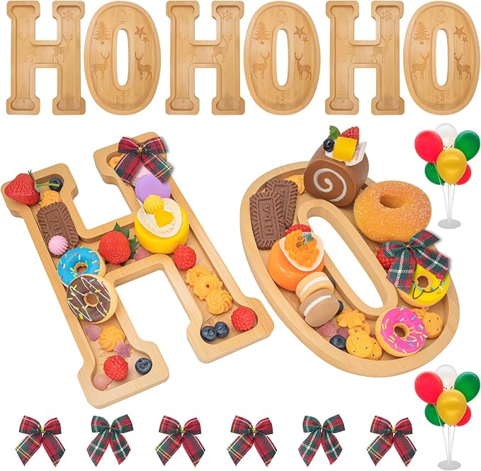 6PCS Bamboo Christmas Decorations Letters Charcuterie Board Box- HOHOHO by Nsoyos