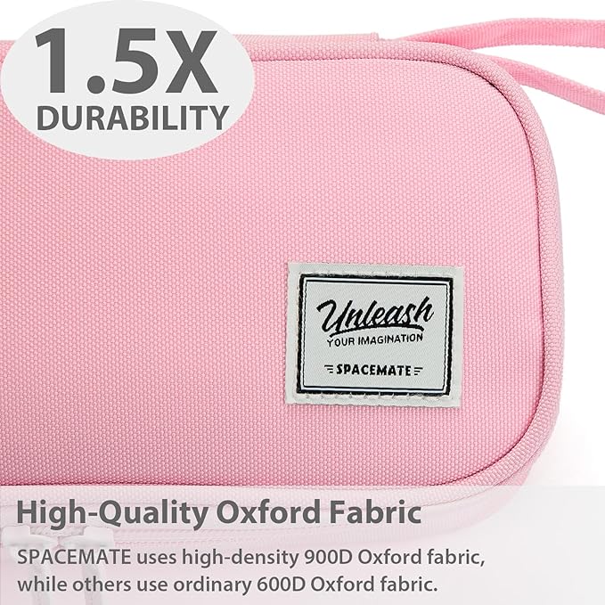 Pencil Case Pouch Box Bag School Supplies Girls Boys Kids, Cute Preppy Stuff Large Big Capacity Aesthetic Pen Organizer, Back to College Stationary, Light Pink, Standard Stlye, 1800ml-DeskLoop Office