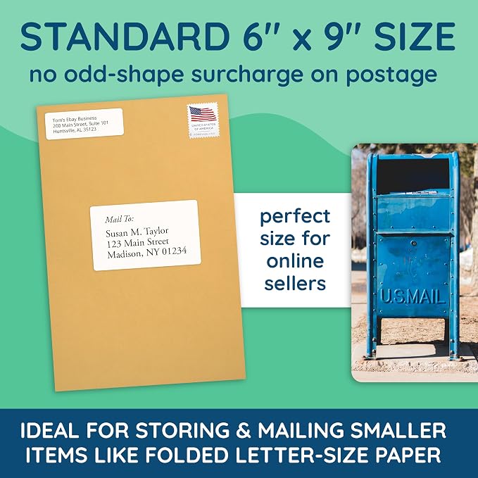 Blue Summit Supplies 100 6 x 9" Kraft Catalog Envelopes, Self Seal | 28lb kraft - Image 5