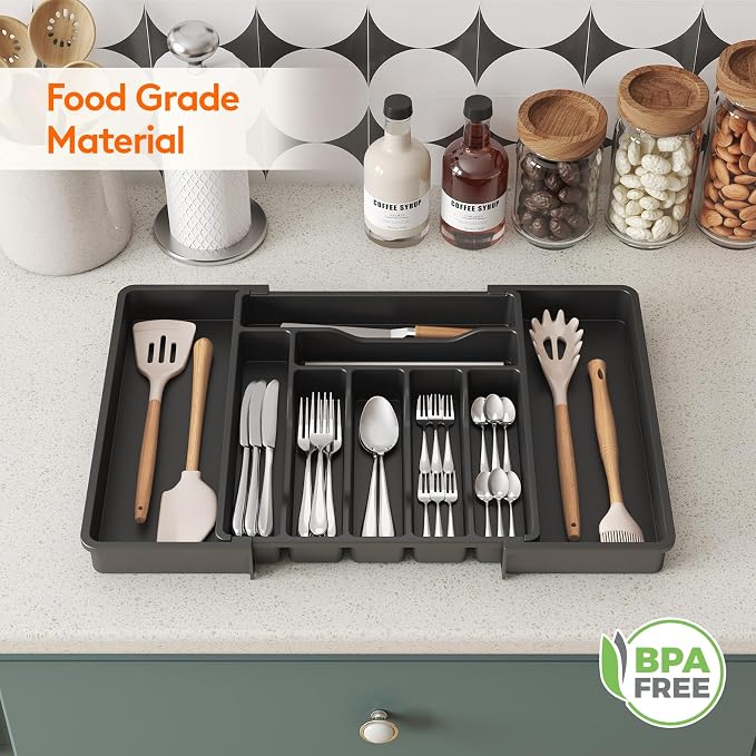 Lifewit Utensil Organizer for Kitchen Drawer, Expandable Cooking Silverware Tray - Image 9