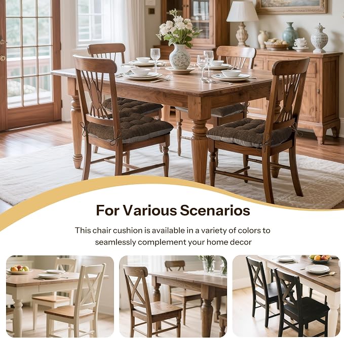 Chair Cushions for Dining Chairs 2 Pack, Coffee | Non-Slip, - Image 5