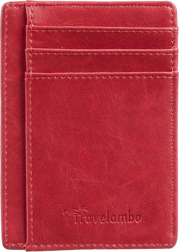 Travelambo Slim Wallet Front Pocket Minimalist Leather RFID Blocking Medium Size - Image 4