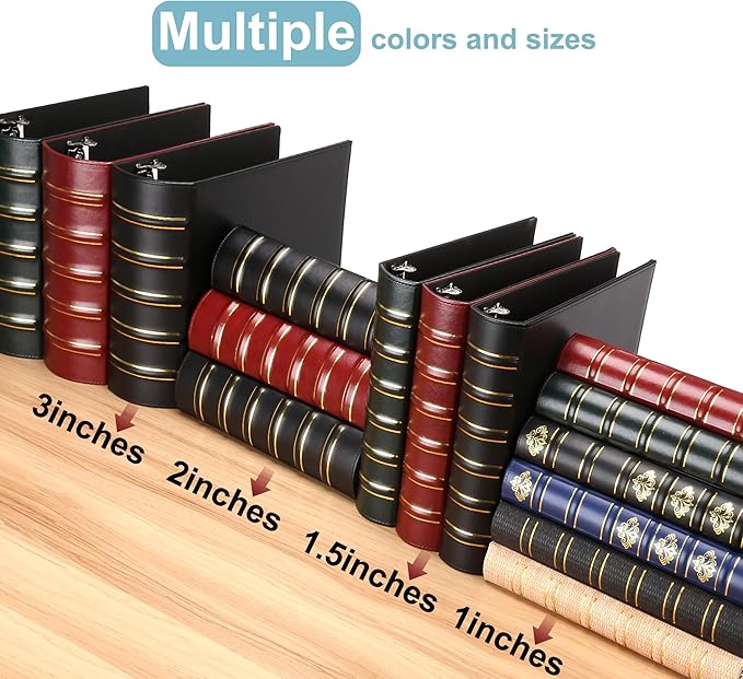 LETVPVOW Vintage Hardback 3 Ring Binder 3 Inch, Professional Leather Binder 3 - Image 7
