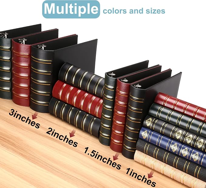 LETVPVOW Vintage Hardback 3 Ring Binder 2 Inch, Professional Leather Binders 2 - Image 5